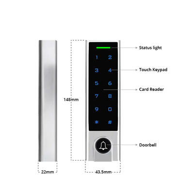 Waterproof ip66 TUYA TTLOCK APP Smart Touch Keypad Password Standalone RFID Card Acess Control Reader with Door Bell